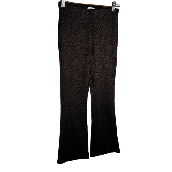 Zara Brown Animal Print Flare Pants M - Picture 2 of 10